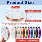 0.3 mm Dia. 10 Rolls Copper Jewelry Wire, 10 Assorted Colors Beading Wire for Jewelry Making Bracelet Earrings Rings Necklaces Flower Craft Projects