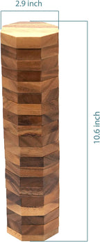 BSIRI Octa Tumbling Tower Game - Wooden Stacking Game, Outdoor Games for Adults and Family, Ideal for Game Night, Home Decor for Living Room, Classroom, Office