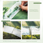Mountain Forest Washi Tape Set, 6 Rolls with Poetic Text and Gold Foil Accents, Includes Clip for Scrapbooking, Journaling, and Planner Supplies