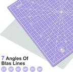 Headley Tools 12"x12" Rotating Cutting Mat, Self Healing Mat with 360-Degree Rotation & Anti-Slip Base, Sewing Board Cutting Mat Perfect for Fabric Quilting Leather Hobby Project, Purple