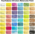 Paul Rubens Artist Grade Watercolor Paint, 48 Colors Solid Cakes with Portable Metal Box for Artists, Beginners, Hobbyists, Students