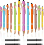 12 PCS 2 in 1 Stylus Ballpoint Pen with Stylus Tip, 1.0 mm Black Ink Metal Pen Stylus Pen for Touch Screens (Rose Gold & Mix3)