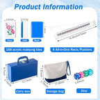 American Mahjong Set 168 Blossom Acrylic Numbered Tiles, 4 All-in-One Rack/Pushers, 4 Dice, Blue Tiles Bag and Portable Travel Case Classic Full Size Complete Mahjongg Game Set