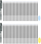 PATIKIL 2Pcs Erasable Gel Pens with 50 Refills & 2 Erasers, 0.5mm Heat Erasable Pens for Fabric Black Ink Fabric Marking Pen for Sewing Quilting Planner Writing