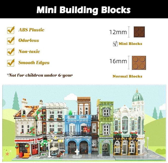 ZenithFlow Street View Building Blocks Kit, Cuba Hotel Mini Blocks Construction Toys European Architecture Model House Store Building Set, Idea Gifts Home Decoration Collection for Adults (3959 PCS)