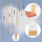 260pcs 18K Gold Filled Flat Head Pins Non Tarnish Craft Earring Bracelet Jewelry Making Accessories Supplies (20mm (0.78in, Gold-Flat Head Pin)