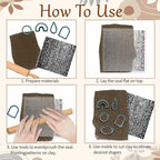 CHGCRAFT Polymer Clay Texture Sheets Sandpaper Texture Silicone Clay Texture Mat Silicone Texture Stamps Clay Modeling Pattern Pad for DIY Clay Jewelry Earrings Clay Mat