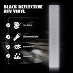 GIRAFVINYL Black Reflective Vinyl - 12" x 7' Iron on HTV for T-Shirt, Easy to Weed Heat Transfer Vinyl
