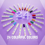 Chalk Markers for Blackboard 24 Colors Wet-Dry Erasable Liquid Chalk Marker, Dust Free Chalk Pen with 6mm Reversible Bullet & Chisel Tip for Car, Window, Glas, Whiteboard, Chalkboard, Mirror, Calendar