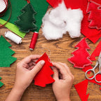 24 Pcs Felt Sheets for Crafts, 8 X 12 Inch Christmas Red Yellow White Fabric, 1mm Thick A4 Stiff Sheets for Patchwork