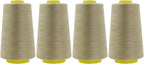 Mandala Crafts 4 Pack of Serger Threads Cones Spools - 40S/2 24000 Yards Polyester Beige Threads for Sergers Machine and Overlock Quilting Sewing Machine