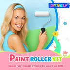 DIYSELF Paint Roller Kit - Foam Paint Roller 4 inch, Small Roller Paint Brush, Mini Rollers for Painting, Walls, Cabinets, Doors, House Painting Supplies, Professional Paint Roller Tray Set (10 Pack)