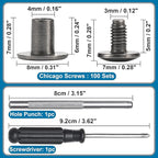 YORANYO 150 Sets 8MM Chicago Screws Leather Rivets for Fabric Chicago Binding Screws Buttons Metal Studs Rivets for Decorate and Repair Belts Bags Shoes Purse Dog Collar Leather Craft (Gun-Metal)