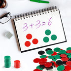 Coopay 1 1/2 Inches Plastic Poker Chips Learning Counters Disks Bingo Chip Counting Discs Markers for Math Practice and Poker Card Game Tokens, Teaching Rewards, 200 Pieces (Red, Green, White, Black)