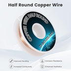 20 Gauge Half-Round Copper Wire 0.81x0.41mm - 1.3 oz (55 Feet) Pure Copper Craft Wire for Sculpting & Circuitry