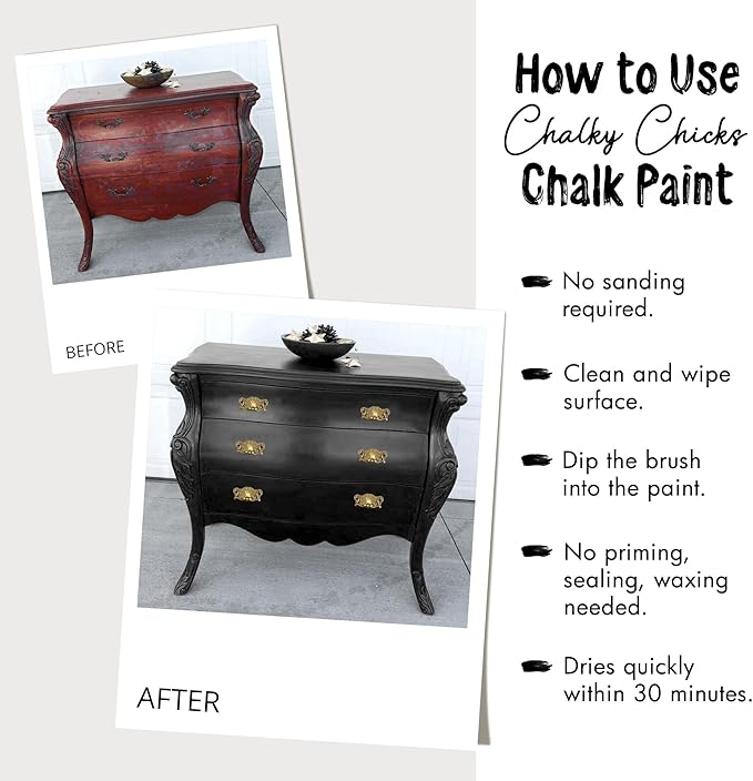 Chalky Chicks All-in-One Chalk Paint for Furniture or Cabinet - 4 Fl Oz - Matte Finish Blue Steel (Blue Gray) for Metal, Wood Furniture Paint - No Sanding All-in-One for Home Decor & Crafts, USA Made
