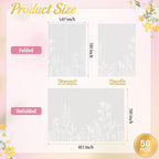 HAUTOCO 100 Pack Vellum Jackets for 5x7 Invitations, Pre-Folded Translucent 135GSM Vellum Paper Wraps, White Flower Envelope Liners Wedding Invitations Accessories