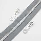Leekayer #5 Metallic Silver Nylon Coil Zippers by The Yard Bulk 10 Yards Grey Tape with 25pcs Silver Sliders for DIY Sewing Tailor Craft Bag(Grey)