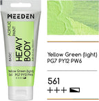 MEEDEN Acrylic Paint Yellow Green Light: 100ml/3.38oz Heavy Body Acrylic Paint Tube Bundled with Additional Titanium White Color for Art Craft Painting