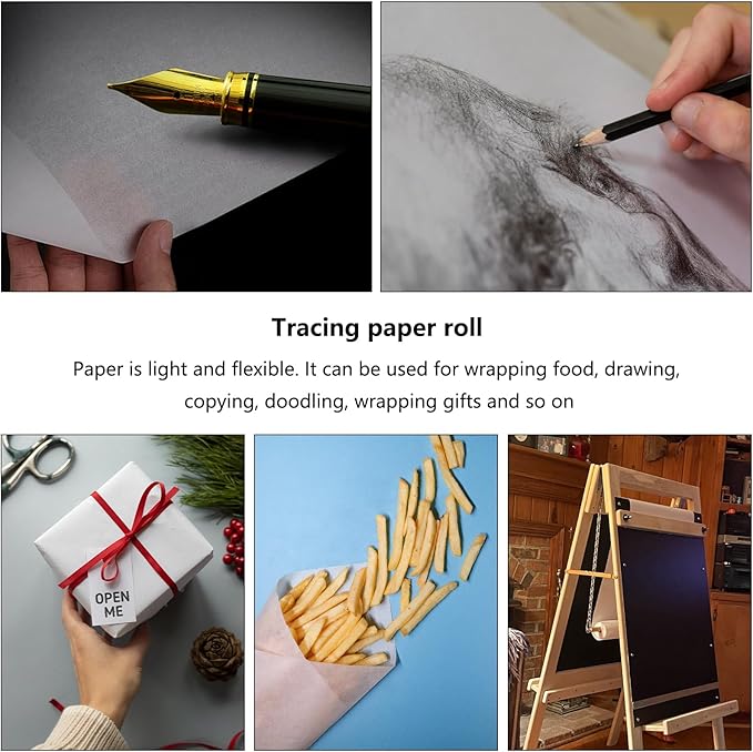 Tracing Paper Roll 24 Inches x 30 Yards, Trace Paper White ‌Translucent‌ Pattern Paper Tracing Paper for Drawing, Sewing, Sketch