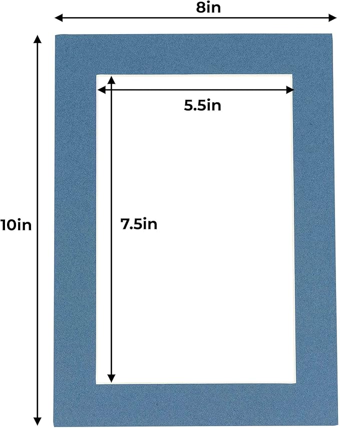 8x10 Mat for 6x8 Photo - Precut Steel Blue Picture Matboard for Frames Measuring 8 x 10 Inches - Bevel Cut Matte to Display Art Measuring 6 x 8 Inches - Acid Free ONE MAT