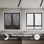 NINETREX Window Privacy Film,Decorative Window Film Frosted,Stained Glass Window Cling,Heat Blocker Non-Adhesive for Home,Grayish Black 17.5 x 78.7inch