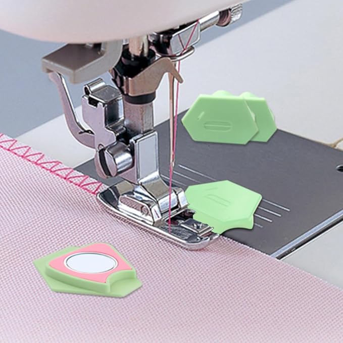 Pcmursal 4 Pieces Magnetic Seam Guide for Sewing Machine, Upgraded Multi-Purpose Tool Polygonal Magnetic Seam Guide with Scale, Sewing Supplies and Accessories (Green)
