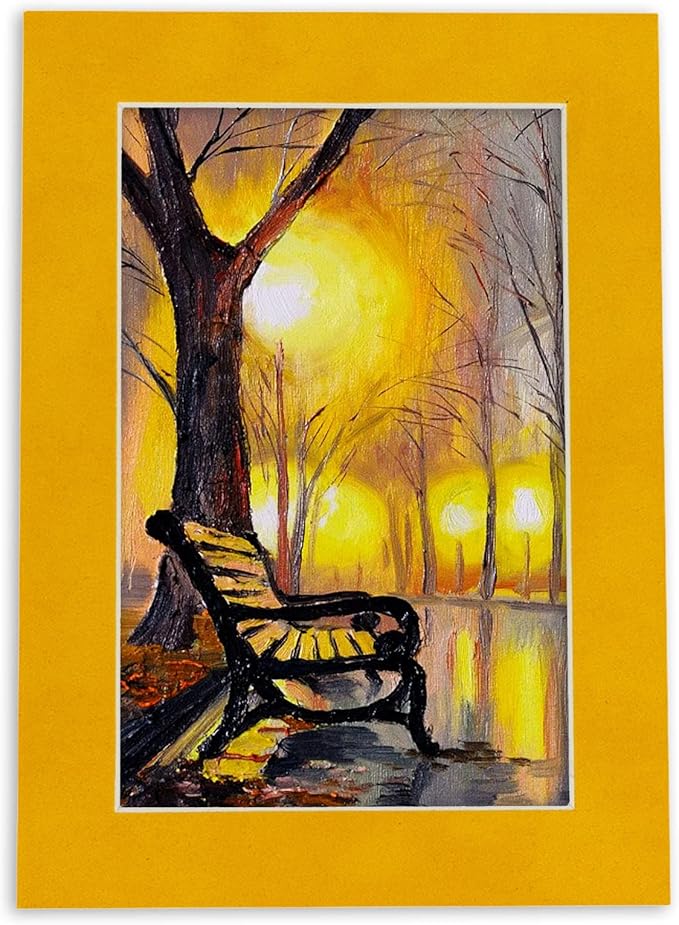 8x10 Mat Bevel Cut for 5.5x8.5 Photos - Acid Free Bright Yellow Precut Matboard - For Pictures, Photos, Framing - 4-ply Thickness