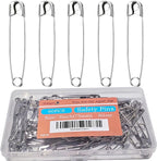 60PCS-3Inch Large Silver Safety Pins, Rust-Resistant Nickel Plated Steel, Sharp Edge, Multi-Use