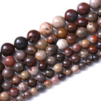 45pcs 8mm Natural Wooden Petrified Jade Agate Gemstone Beads Round Loose Spacer Beads for Jewelry Making DIY Bracelet Necklace 1 Strand 15inch