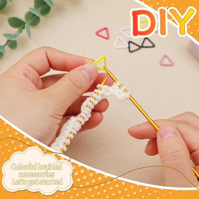 Jmuiiu Triangle Metal Stitch Markers, 50Pcs Metal Colorful Crochet Stitch Markers for Knitting Crocheting Clothing Tag Diy Craft Project with Storage Box