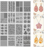 CHGCRAFT 16 Sheets Artistic Mandala Clay Texture Mat Baroque Pattern Polymer Clay Texture Sheets DIY Tools for Pottery Earring Jewelry Making Stamp Engraving Machines, 4x2.6inch