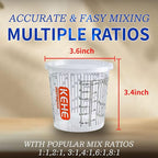 15 PACK Paint Mixing Cups by KEHE REFINISH,10 oz (300ml),Disposable or Reusable Plastic Measuring Cups with Lids for Liquids, Paints, Resin, Epoxy, Art,Ratios 1:1,2:1, 3:1, 4:1,5:1,6:1,7:1,8:1