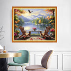 Joyhoor Cross Stitch Kits for Beginners Stamped Cross-Stitch Supplies Needlework preprint Embroidery Kits for Adults DIY Needlepoint Kits Embroidery Patterns 11CT-Rest by The Lake 16x20 inchs