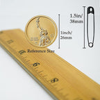 600PCS Safety Pins, 1.5 inch Small Safety Pins, Rust-Resistant Nickel Plated Steel, Sharp Edge Safety Pin for Clothes, Sewing, 38mm Decorative Safety Pins Assorted (Black)