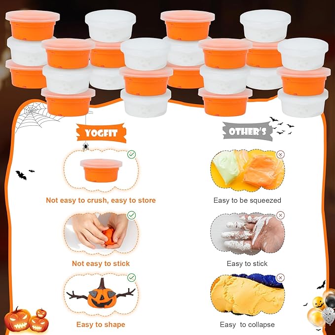 YOGFIT 72 Pack Halloween Pumpkin DIY Craft Clay Kit for Kids, Air Dry Moldable Clay DIY, Pumpkin Craft Kit for Halloween Decorations Indoor Outdoor Trick or Treat Party Favors