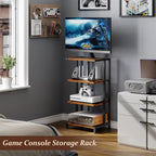 X-cosrack 4-Tier AV Media Stand Corner Shelf Wooden Corner Shelves Component Cabinet Stereo Audio Rack Stand Tower Perfect for DVD Players:Game Console:TV Box:Cable Box:WiFi Router