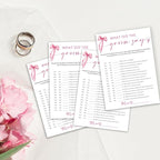 Wedding Shower Games Cards, What Did The Groom Say, Bridal Shower Games 25 Guests, Engagement Party Wedding Games for Guests, Pink Ribbon Bow Wedding Party Supplies - E12
