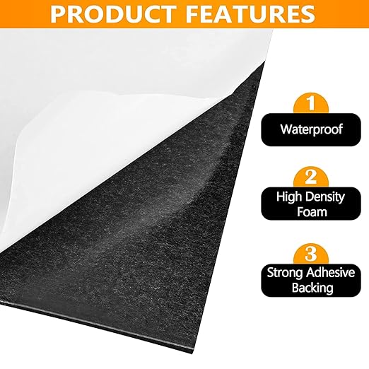 Sponge Neoprene Foam Rubber Sheet with Adhesive, 12 in x 81 in x 1/4 in Multi-Function Soundproof High Density Waterproof Rubber Mat, Perfect Cosplay Easy Cut DIY Neoprene Padding Roll - Black