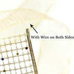 MEEDEE Champagne Gold Glitter Ribbon - 2.5 Inch Square Mesh Net Wired Ribbon with Rainbow Sparkle for Christmas Tree Decoration, Wreath Bow Making (25 Yards)
