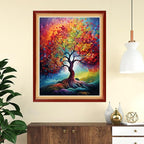 DMCVIVR Stamped Cross Stitch Kits for Adults Beginners Embroidery Kits 11CT Needlepoint Kits Cross Stitch Patterns Embroidery Patterns-Colorful Tree 16x20 inch