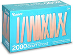 Darice 2000 Pcs Popsicle Stick, 4.5" Natural Wood Craft Sticks Supplies, Ice-Cream Stick Pop, Ages 3+