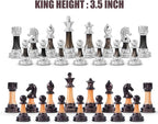VAMSLOVE Chess Set Large 16''/42cm Folding Wooden Board with Deluxe Weighted Acrylic Chess Pieces - 3.5" King with Storage Slots for Adults House Warming Retirement Gift