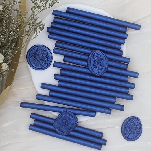 52pcs Navy Blue Wax Sealing Sticks for Wax Seal Stamp - Premium Glue Gun Sticks for Envelope, Letter, Wedding Invitation Craft Adhesive - Great Gift Ideas (Mini Size)