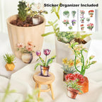 150Pcs Potted Plant Stickers, Botanical PET Stickers for Scrapbooking, DIY Crafts, Journaling, and Junk Journal Ephemera with Organizer