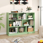 Toy Storage Organizer, 2-Tier Kids Bookshelf, 5 Cube Kids' Bookcases, Cabinets & Shelves, Wooden Toy Organizers, Small Book Shelf for Bedroom, Playroom, Classroom, Nursery (Green, 3-Tier)