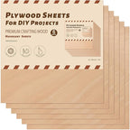 ROBOTIME 6-Pack Laser Wood Sheets 1/8" - 12 x 12 x 1/8 Inch - Mahogany - 3mm Plywood for Laser Cutting, Laser Engraving Blanks