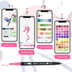 100 Colors Numbered Dual Tip Brush Pens with Free App, Fine and Brush Tips Pens for Adults and Kids, Coloring Markers for Coloring Book Bullet Journaling Note Taking Planner Hand Lettering