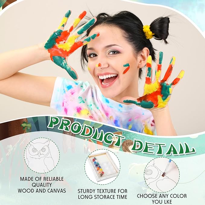 Zhanmai 12 Pack Pre Drawn Canvas for Painting Sip and Paint Kit 8" x 10" Paint Party Set Canvas Painting Pre Printed Canvases for Party Favor DIY Virtual Adult's Date Night(Animals)