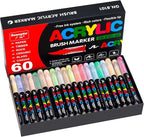 Acrylic Paint Markers Pens, 60 Vivid Colors Acrylic Markers Set,Direct Liquid Type, Stackable Color, Odorless Soft Head，Markers for School，Tooli Art ，Fabric & Creative Crafts (60)